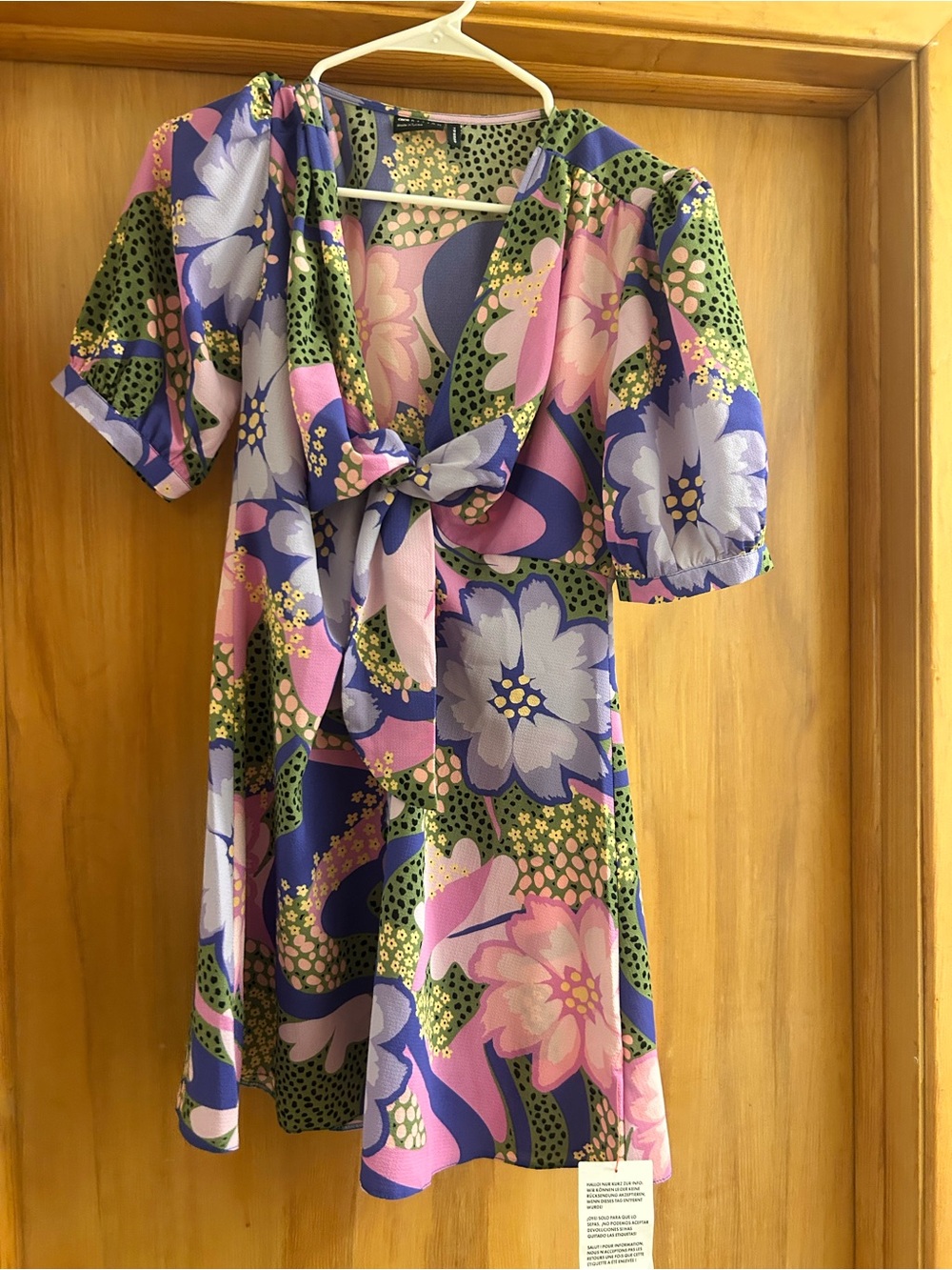 ASOS Pink, Purple & Green Floral Tie-Front Mini Dress